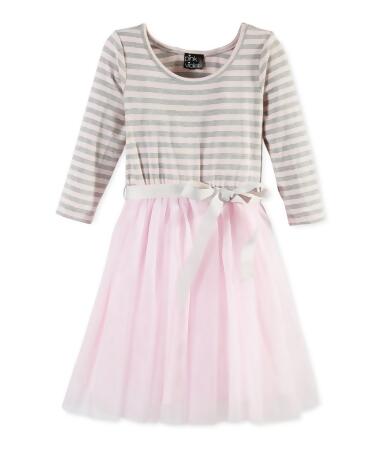 Pink Violet Girls Striped Tutu A-Line Dress - XS (5)