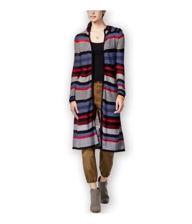 Planet Gold Womens Striped Hooded Cardigan Sweater - S