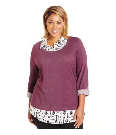 Style Co. Womens Layered Tab-Sleeve Pullover Sweater - 0X