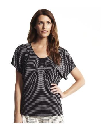 Derek Lam Womens Striped Dolman Graphic T-Shirt - XS