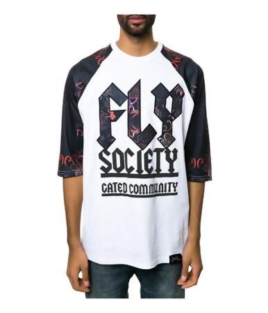 Fly Society Mens The Jersey Raglan Embellished T-Shirt - S