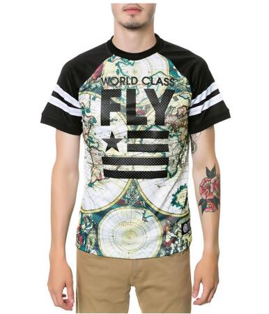 Born Fly Mens The Map Raglan Jersey Embellished T-Shirt - XL
