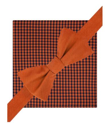 Tommy Hilfiger Mens Silk Gingham Bow Tie And Pkt Sq Neck Tie Set - Short (under 57 in.)