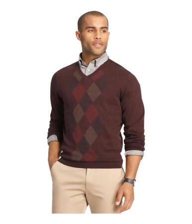 Van Heusen Mens Feeder-Stripe Diamond V Neck Pullover Sweater - XLT