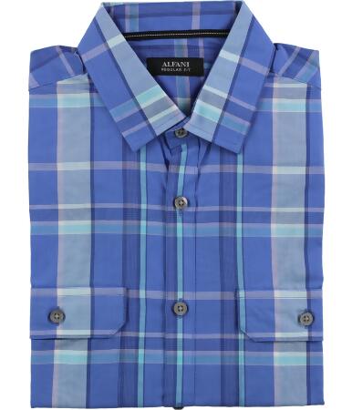 Alfani Mens Ss Plaid Button Up Shirt - S