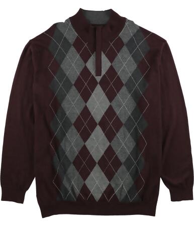 Tasso Elba Mens Quarter-Zip Argyle Pullover Sweater - 2XLT