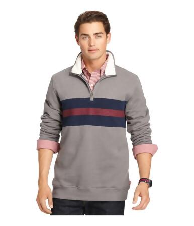 Izod Mens Quarter-Zip Striped Sweatshirt - L