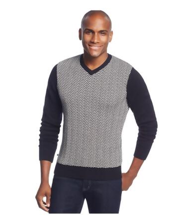 Geoffrey Beene Mens Front Intarsia V Neck Pullover Sweater - L
