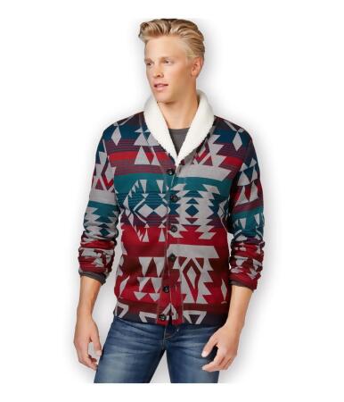 American Rag Mens Log Cabin Shawl Knit Sweater - M