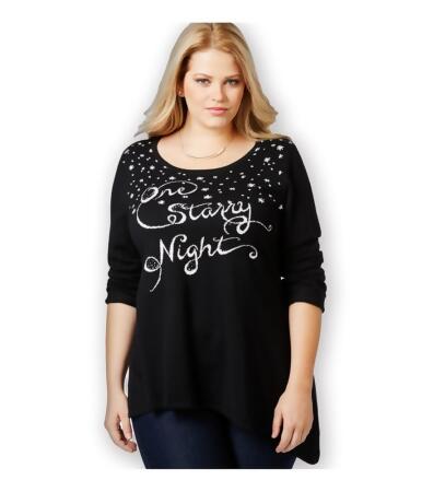 Style Co. Womens Embellished Script Snowflake Tunic Blouse - 1X