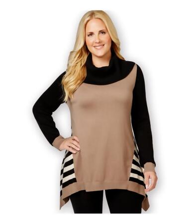 Style Co. Womens Colorblocked Handkerchief-Hem Pullover Sweater - 1X