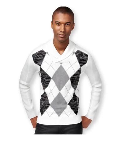 I-n-c Mens Argyle Shawl Sweater - L