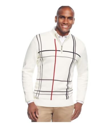 Geoffrey Beene Mens Windowpane Quarter-Zip Pullover Sweater - Big 2X