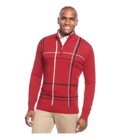 Geoffrey Beene Mens Windowpane Quarter-Zip Pullover Sweater - 2XLT