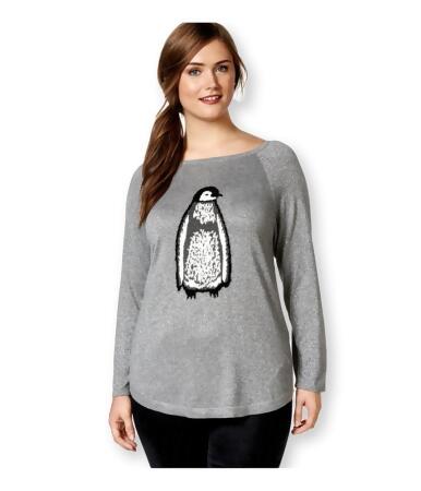 Style Co. Womens Knit Penguin Embellished T-Shirt - 1X