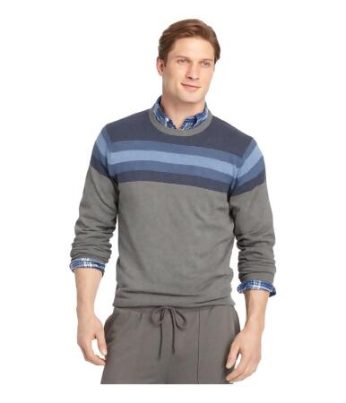 Izod Mens Heathered Chest Stripe Pullover Sweater - S