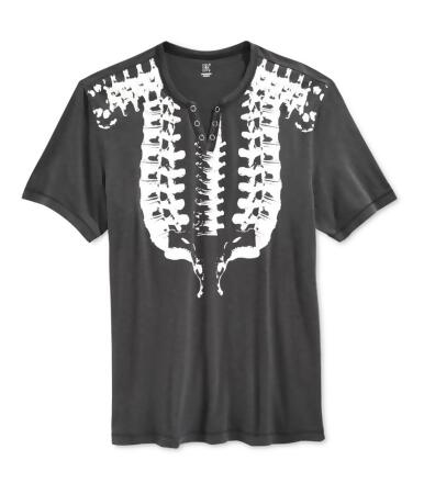 I-n-c Mens Spine Split Neck Graphic T-Shirt - L