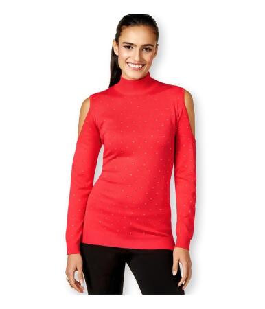 Thalia Sodi Womens Studded Cold Shoulder Pullover Sweater - L