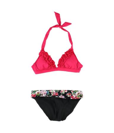 Kenneth Cole Womens Ruffled Floral Sash Brief 2 Piece Bikini - S