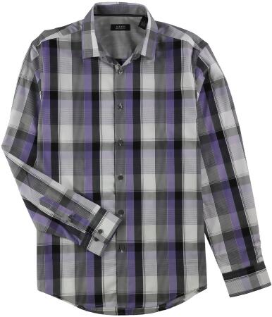 Alfani Mens Plaid Ls Button Up Shirt - S