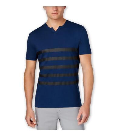 Kenneth Cole Mens Split Neck Stripe Graphic T-Shirt - 2XL