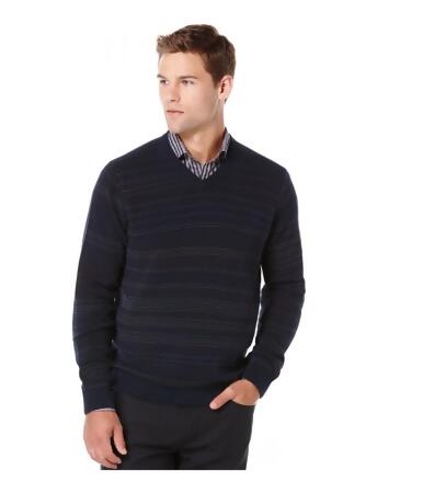 Perry Ellis Mens Striped V Neck Pullover Sweater - XLT