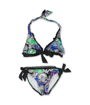 Kenneth Cole Womens Mixed Print Side Tie 2 Piece Bikini - M