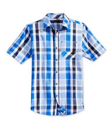 Sean John Mens Ss Plaid Button Up Shirt - M