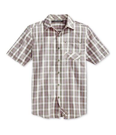 Sean John Mens Ss Check Button Up Shirt - L