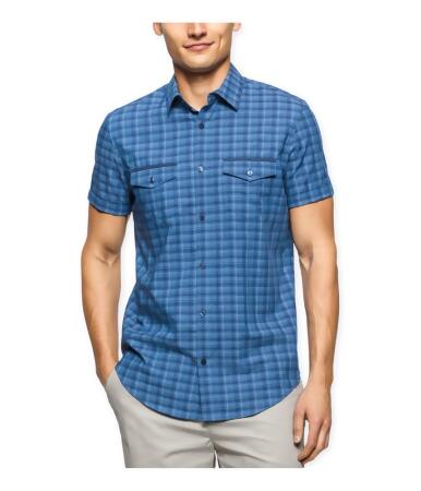 Calvin Klein Mens Mini Heather Ss Button Up Shirt - S