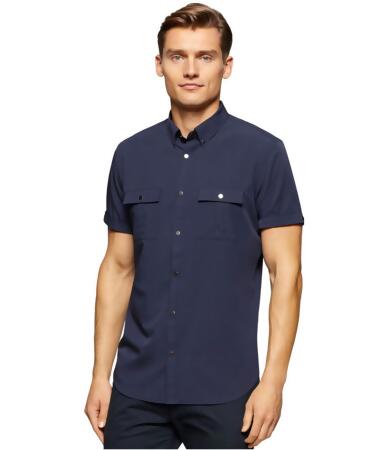 Calvin Klein Mens Two-Pocket Ss Button Up Shirt - S