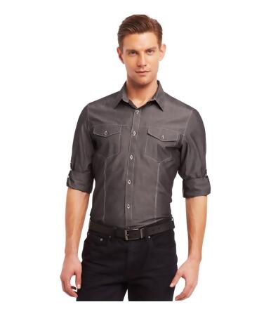 Kenneth Cole Mens Slim Fit Chambray Button Up Shirt - L