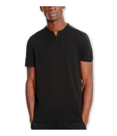 Kenneth Cole Mens Perforated Split-Neck Embellished T-Shirt - S