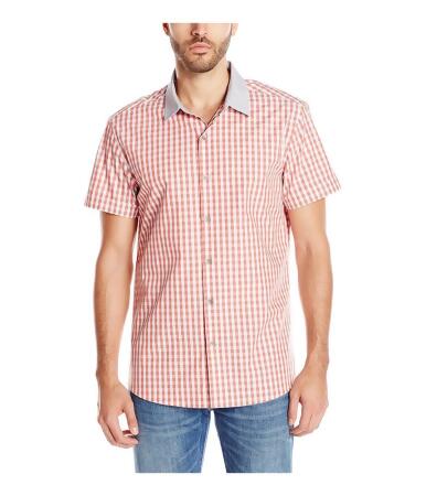 Kenneth Cole Mens Gingham Contrast Button Up Shirt - L