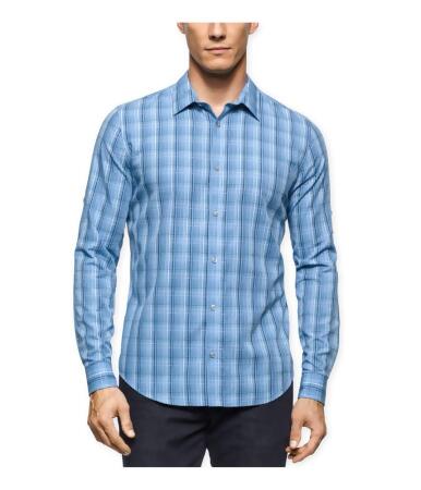 Calvin Klein Mens Twill Plaid Ls Button Up Shirt - L