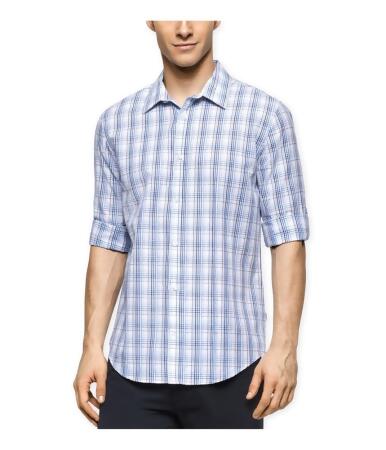Calvin Klein Mens Twill Plaid Ls Button Up Shirt - XL