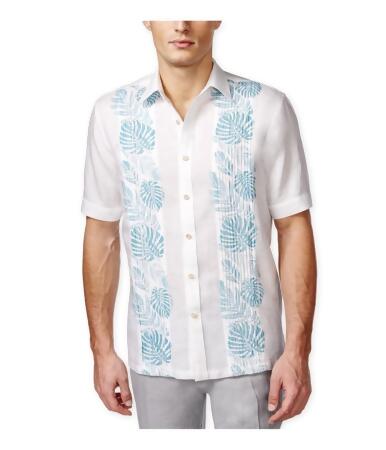 Tasso Elba Mens Island Linen Pintucked Button Up Shirt - M