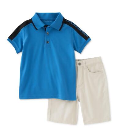 Calvin Klein Boys 2-Piece Shirt Shorts Rugby Polo Shirt - 2T