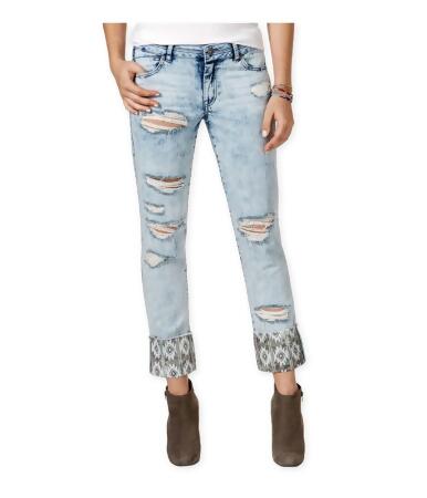 Rewash Womens Ripped Print-Cuff Slim Fit Jeans - 0