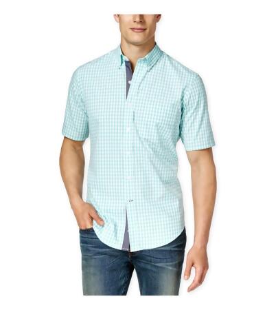 Club Room Mens Gingham Pocket Button Up Shirt - L