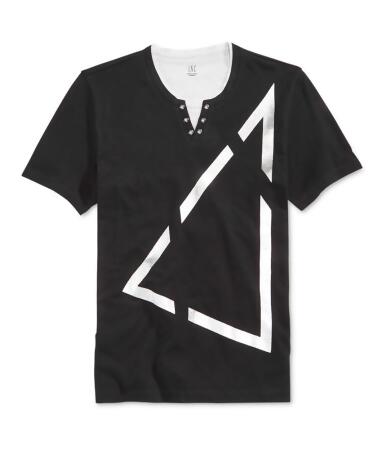 I-n-c Mens Layered Split Neck Graphic T-Shirt - L