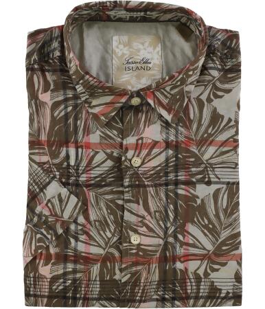 Tasso Elba Mens Tropical Plaid Button Up Shirt - L