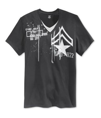 I-n-c Mens Layered V-Neck Graphic T-Shirt - M