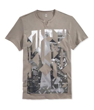 I-n-c Mens Split Neck Graphic T-Shirt - M