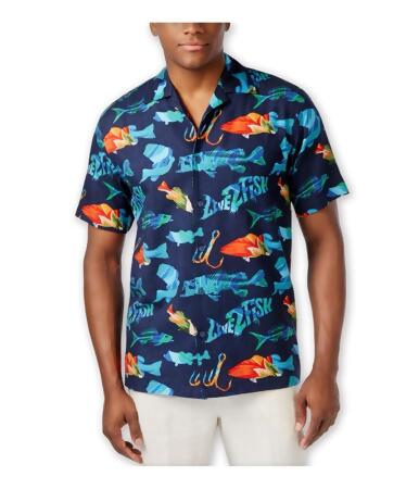 Newport Blue Mens Live To Fish Button Up Shirt - Big 2X