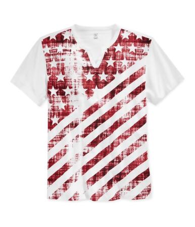 I-n-c Mens Flag Split Neck Graphic T-Shirt - S