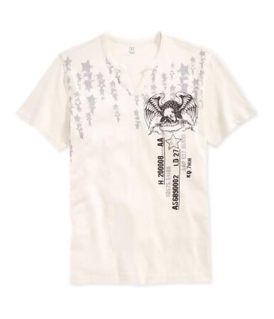 I-n-c Mens Split Neck Graphic T-Shirt - S