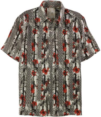Tasso Elba Mens Linen Floral Button Up Shirt - M