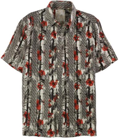 Tasso Elba Mens Linen Floral Button Up Shirt - L