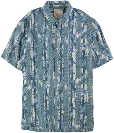 Tasso Elba Mens Linen Floral Button Up Shirt - L